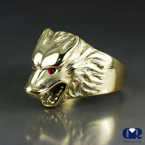 Men's 14K Solid Gold Wolf Pinky Ring - Diamond Rise Jewelry