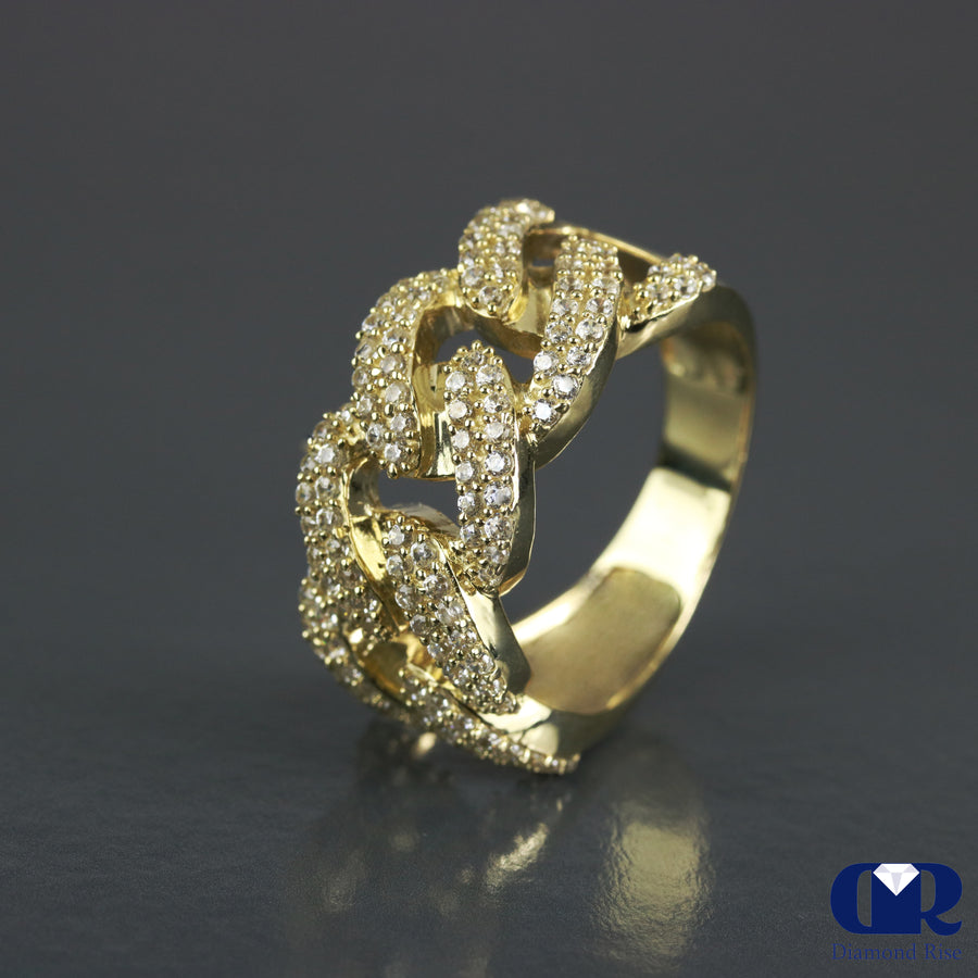 Men's 1.00 Ct Diamond Miami Cuban Link Chain Pinky Ring In 14K Gold - Diamond Rise Jewelry