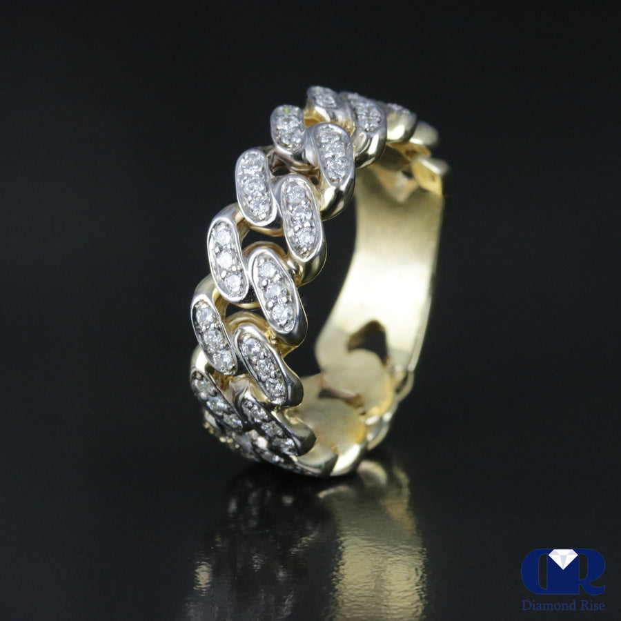 Men's Diamond Cuban Ring In 14K Yellow Gold - Diamond Rise Jewelry