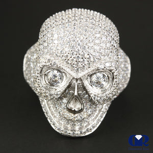 Men's Large Skull 3.70 Ct Diamond Ring In 14K Gold