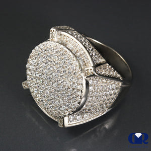 Men's Large Natural Diamond Pinky Ring 4.15 Carat 14K White Gold
