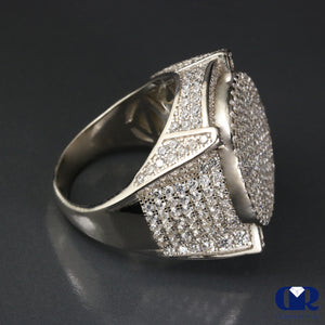 Men's Large Natural Diamond Pinky Ring 4.15 Carat 14K White Gold