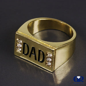 Dad Diamond Ring In 14K Yellow Gold