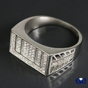 Men's Natural Diamond Pinky Ring In 14K White Gold