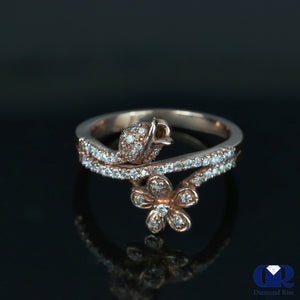 Diamond Floral Shaped Ring In 14K Rose Gold - Diamond Rise Jewelry