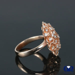 0.70 Ct Diamond Flower Blossomed Cocktail Ring Right Hand Ring I4K Gold - Diamond Rise Jewelry