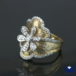 Diamond Cocktail Ring Hammer Wave Style In 14K Gold - Diamond Rise Jewelry