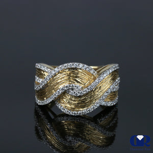 Diamond Hammer Wave Shaped Wedding Ring In 14K Gold - Diamond Rise Jewelry