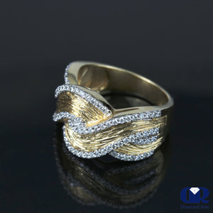 Diamond Anniversary Ring Hammer Wave Style In 14K Gold - Diamond Rise Jewelry