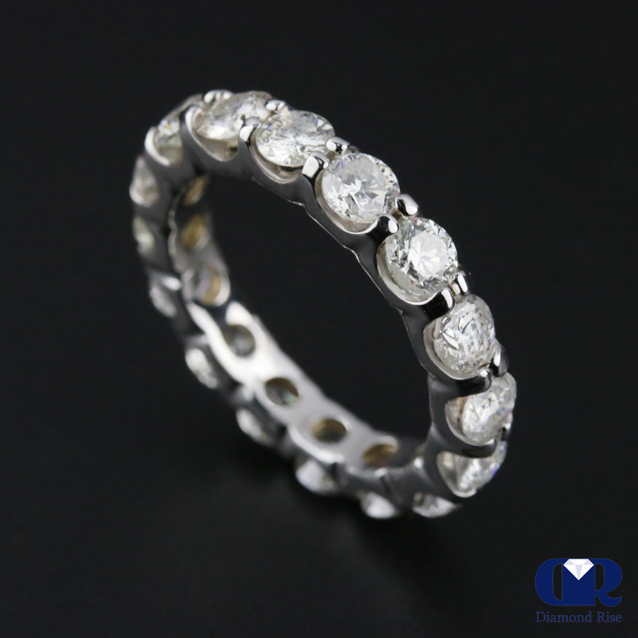 4 Ct Round Cut Diamond Eternity Wedding Band Anniversary Ring In 14K White Gold - Diamond Rise Jewelry