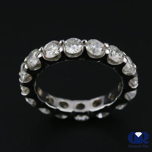 4 Ct Round Cut Diamond Eternity Wedding Band Anniversary Ring In 14K White Gold - Diamond Rise Jewelry
